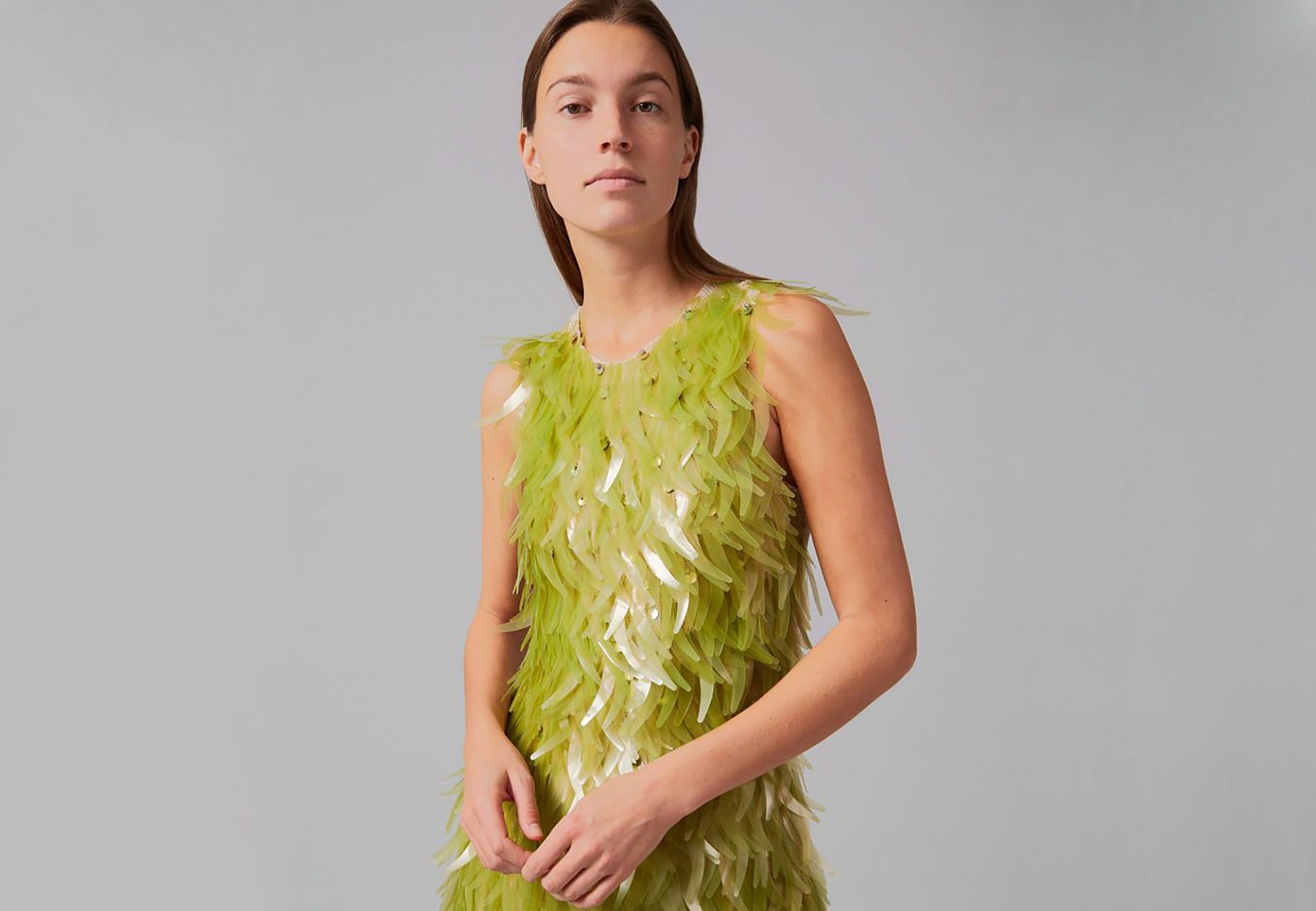 Beautiful Algae Sequin Dress Envisions a Carbon-Negative Future for Fashion