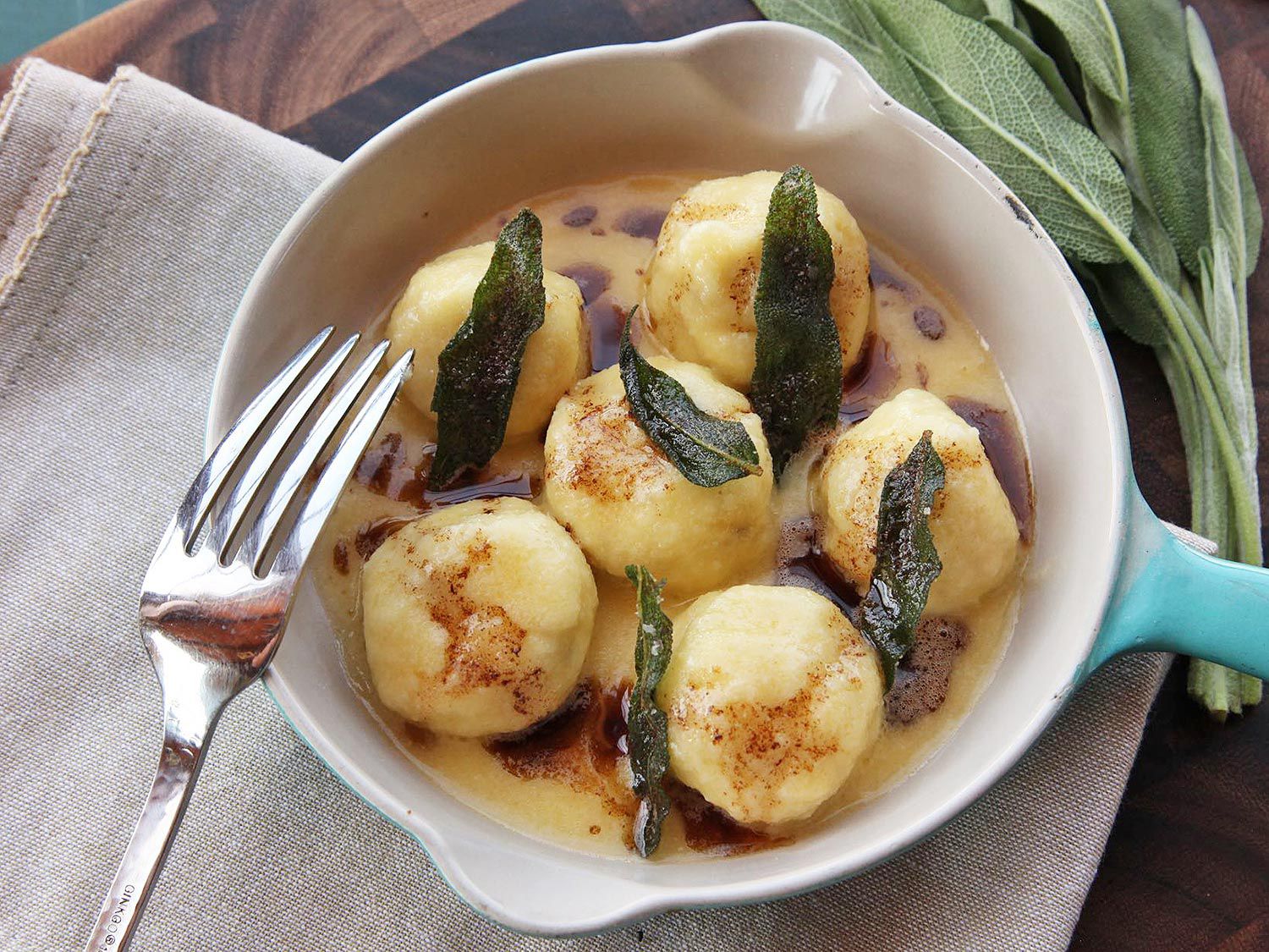 Ricotta and Black Pepper Gnudi With Sage