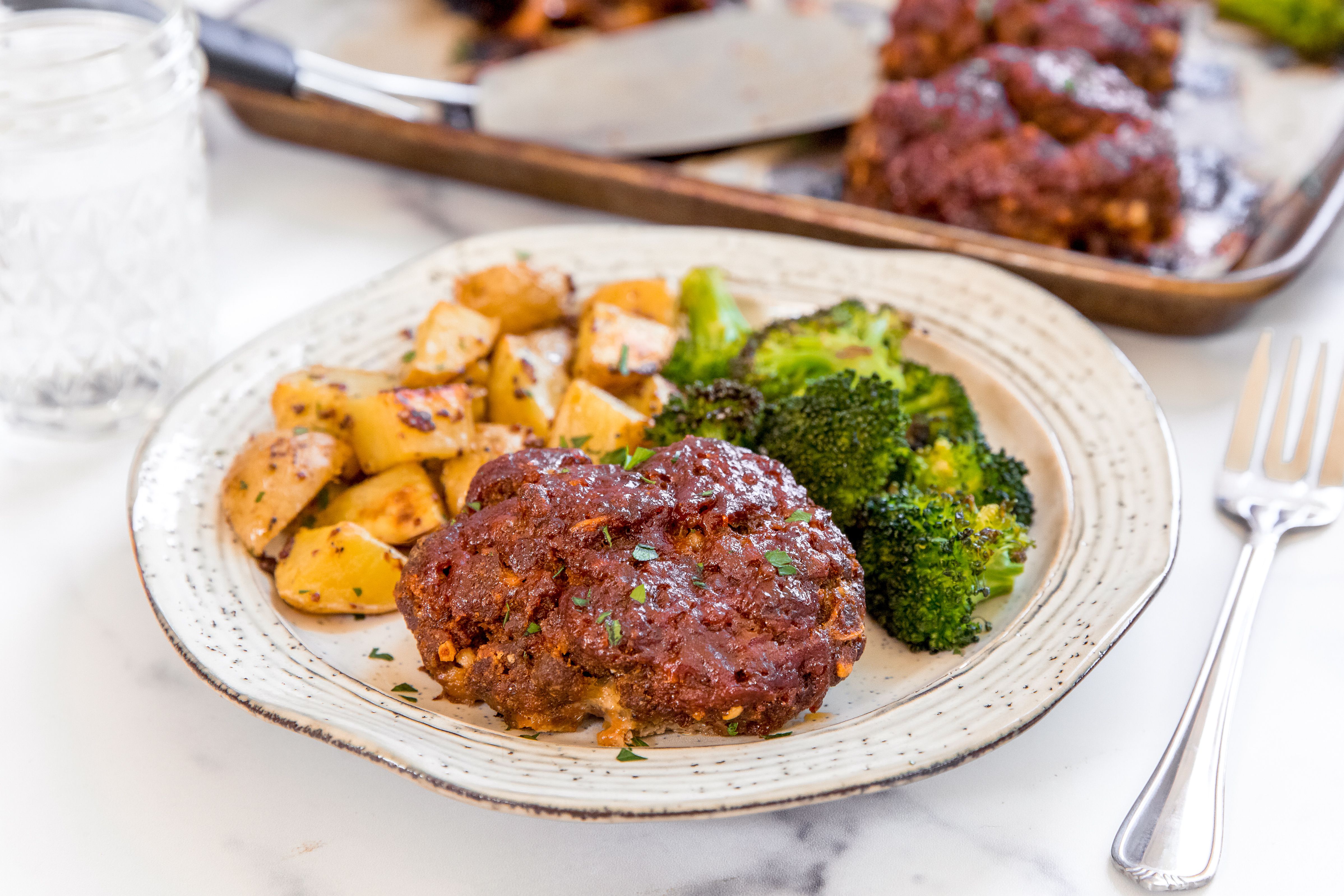 Sheet Pan Mini Meatloaves with Crispy Broccoli