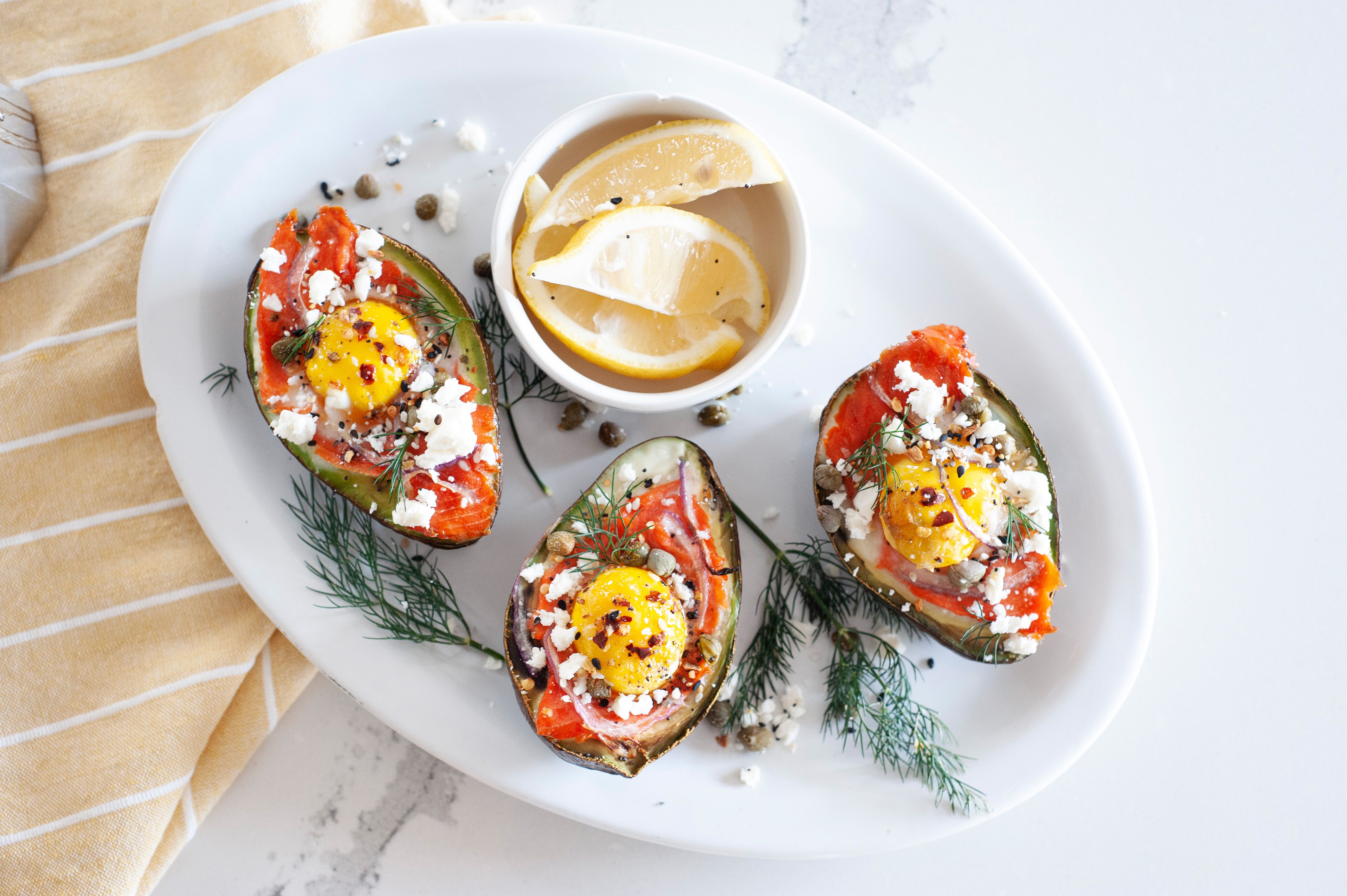 Baked Eggs in Avocado with Salmon