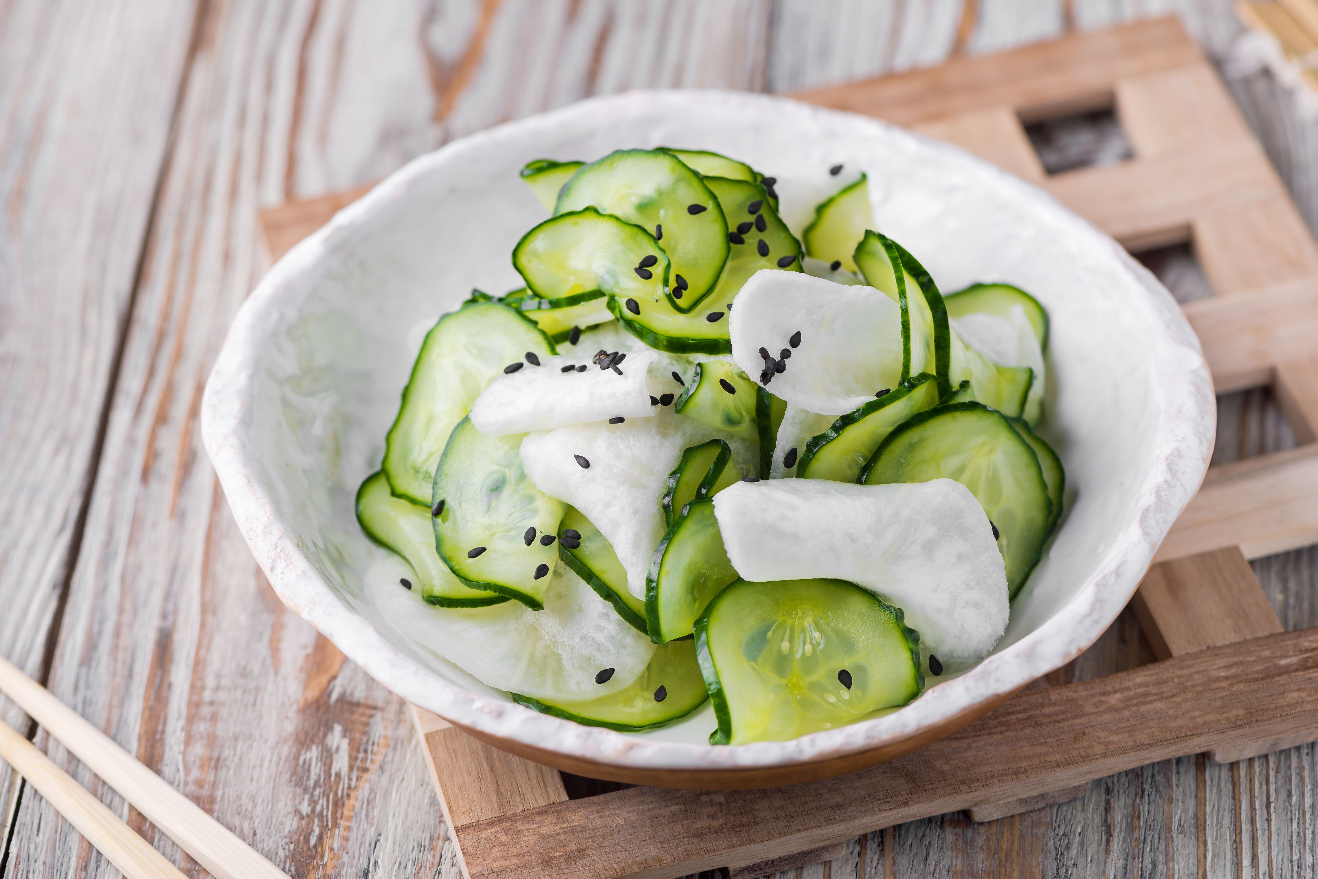 Daikon and Cucumber Sunomono Salad