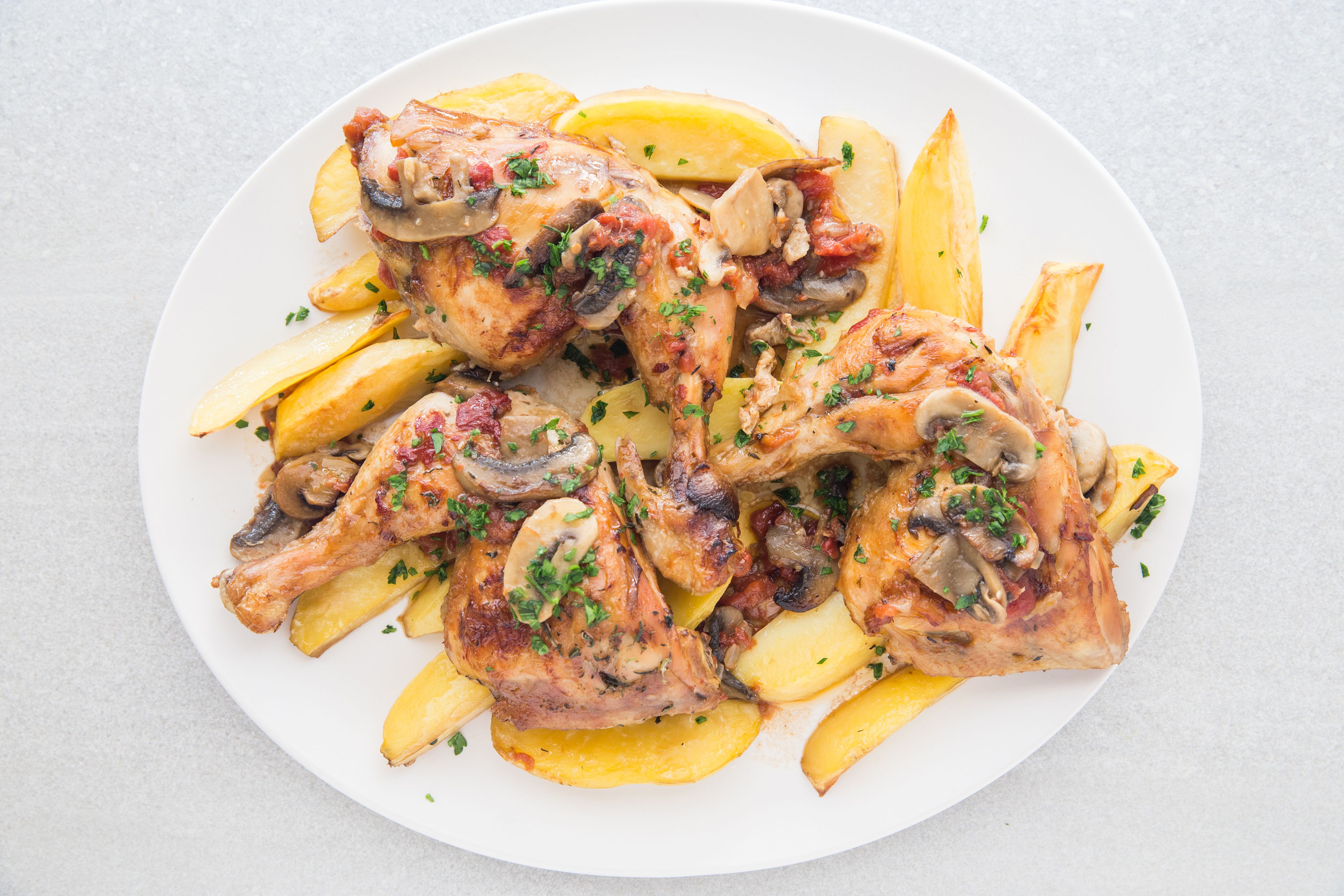 Chicken With Tomatoes and Mushrooms