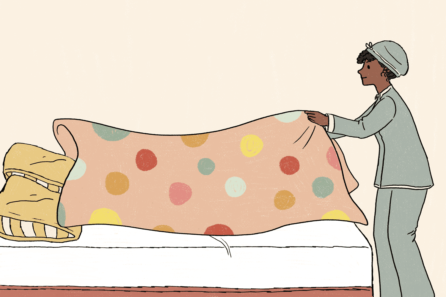 woman making her bed