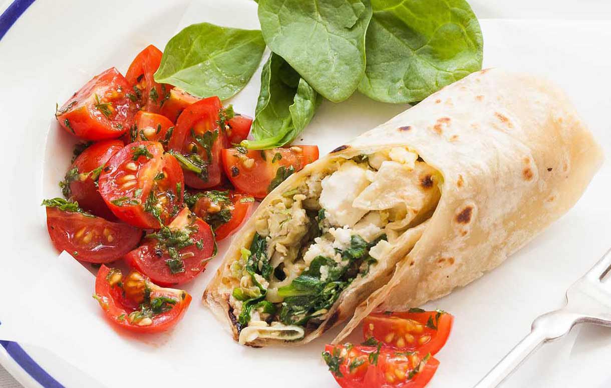 Feta & Spinach Breakfast Wraps