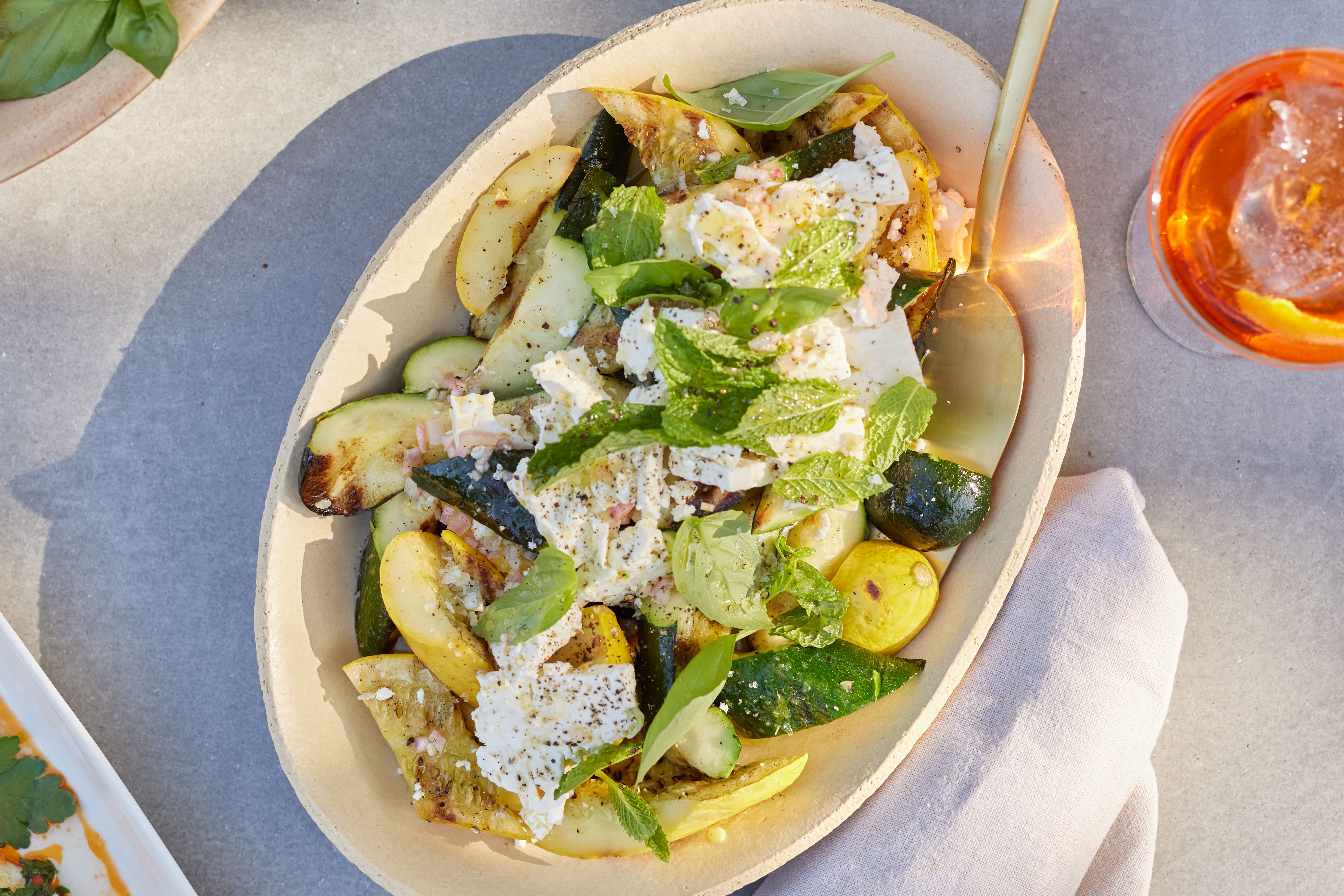 Grilled Zucchini and Yellow Squash with Champagne Vinaigrette