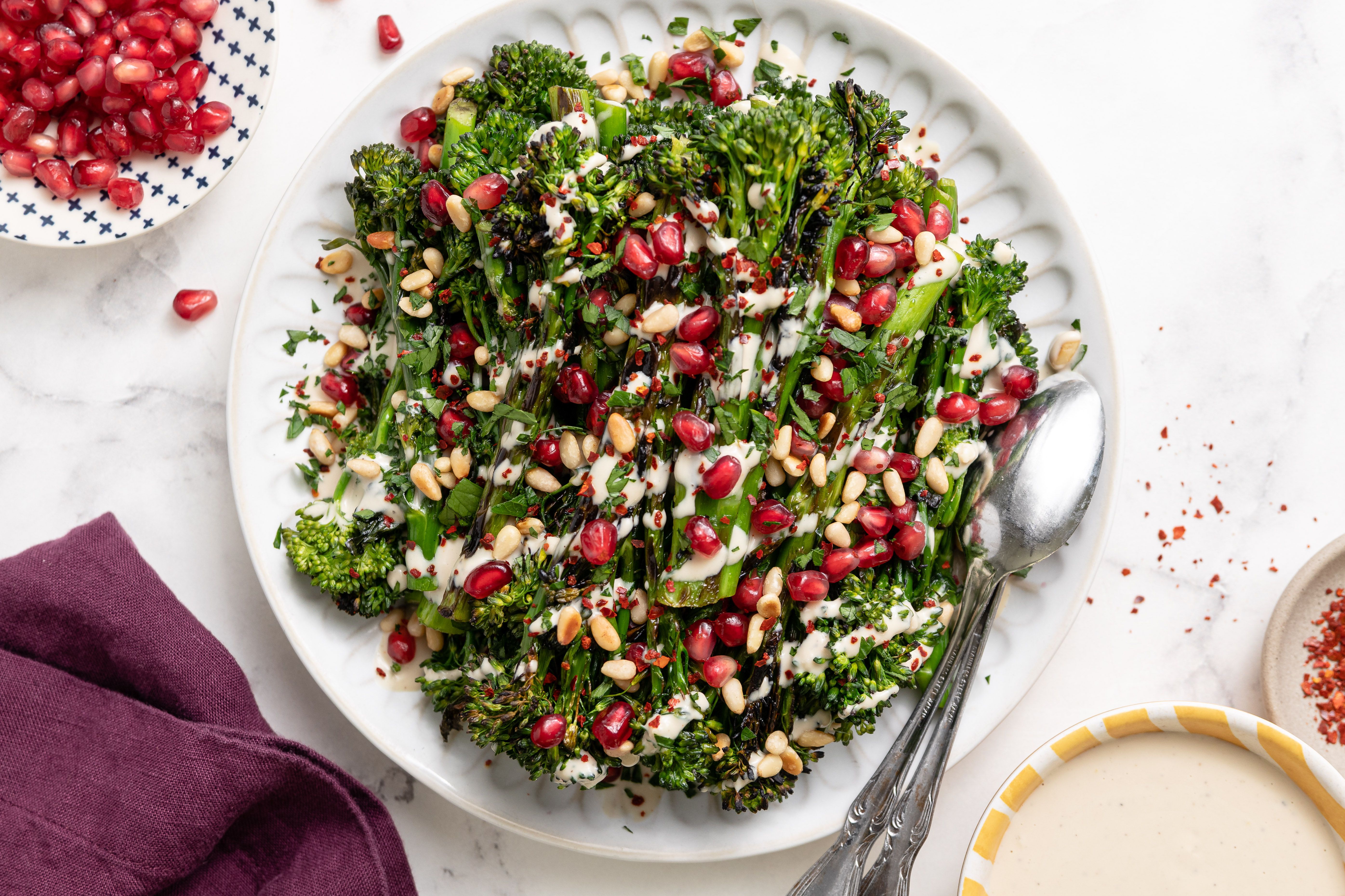 Grilled Broccolini with Lemon Tahini Dressing