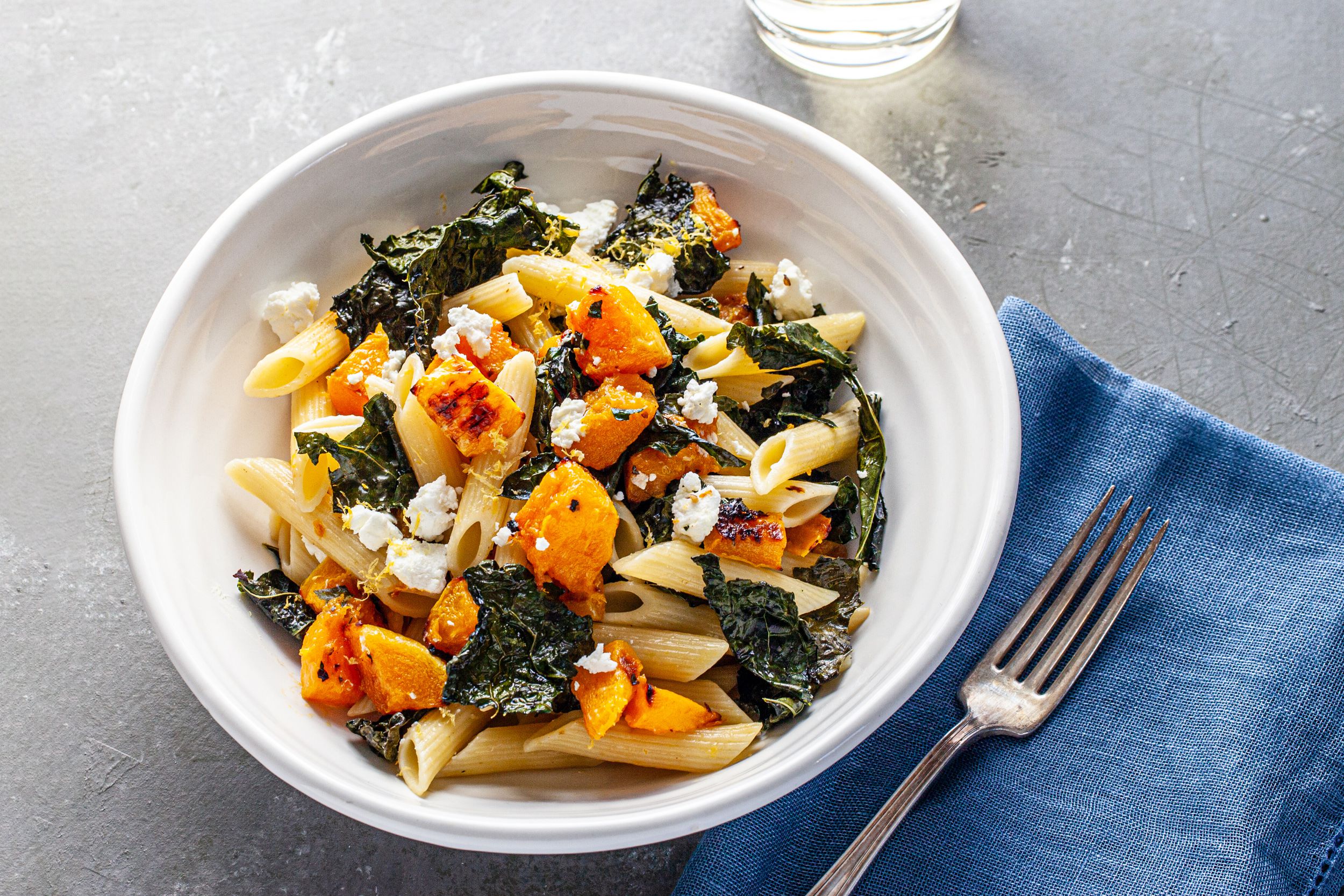 Roasted Kale and Butternut Squash Pasta