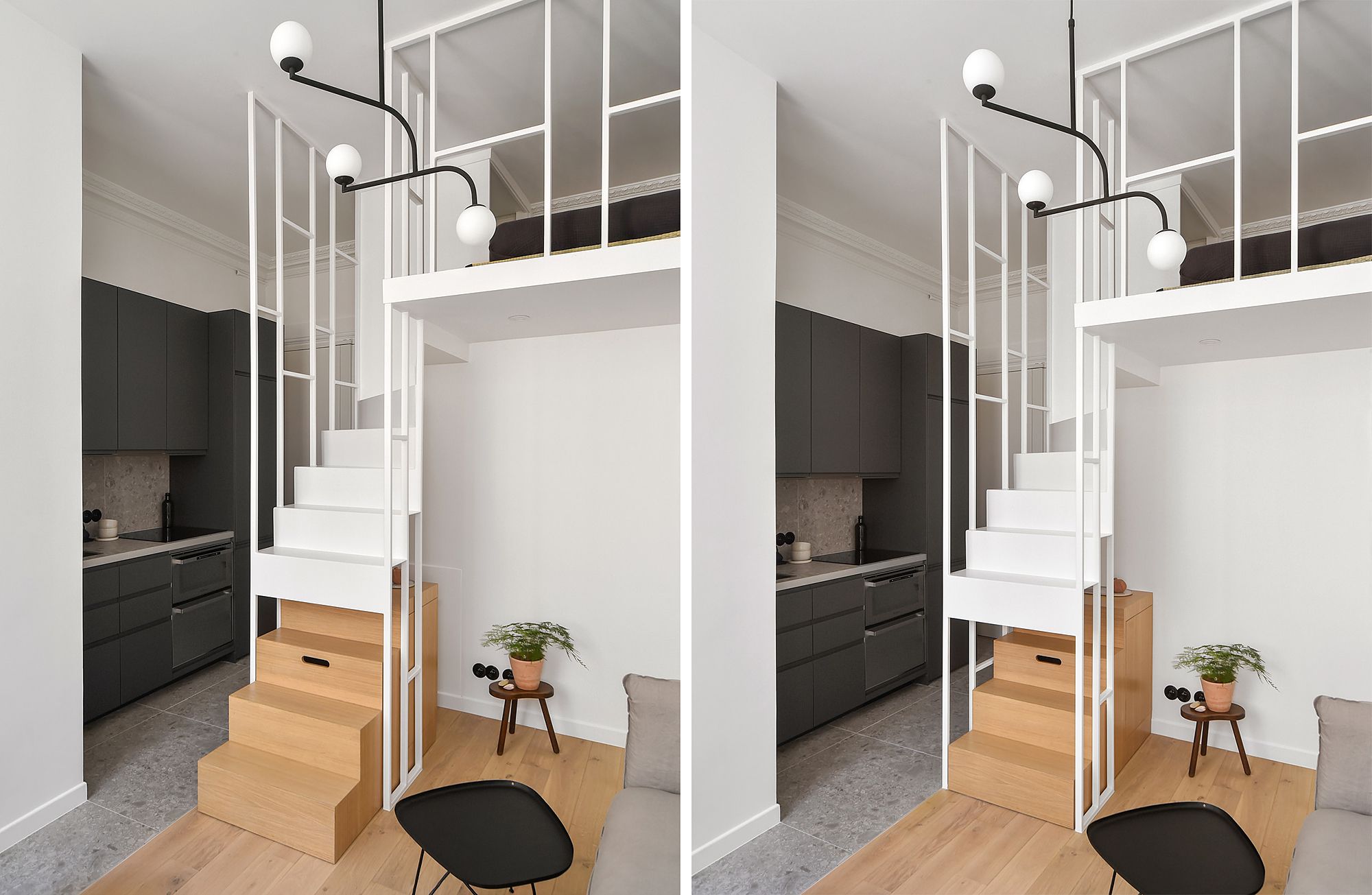 Small Parisian Apartment Revamped With Clever Space-Saving Staircase
