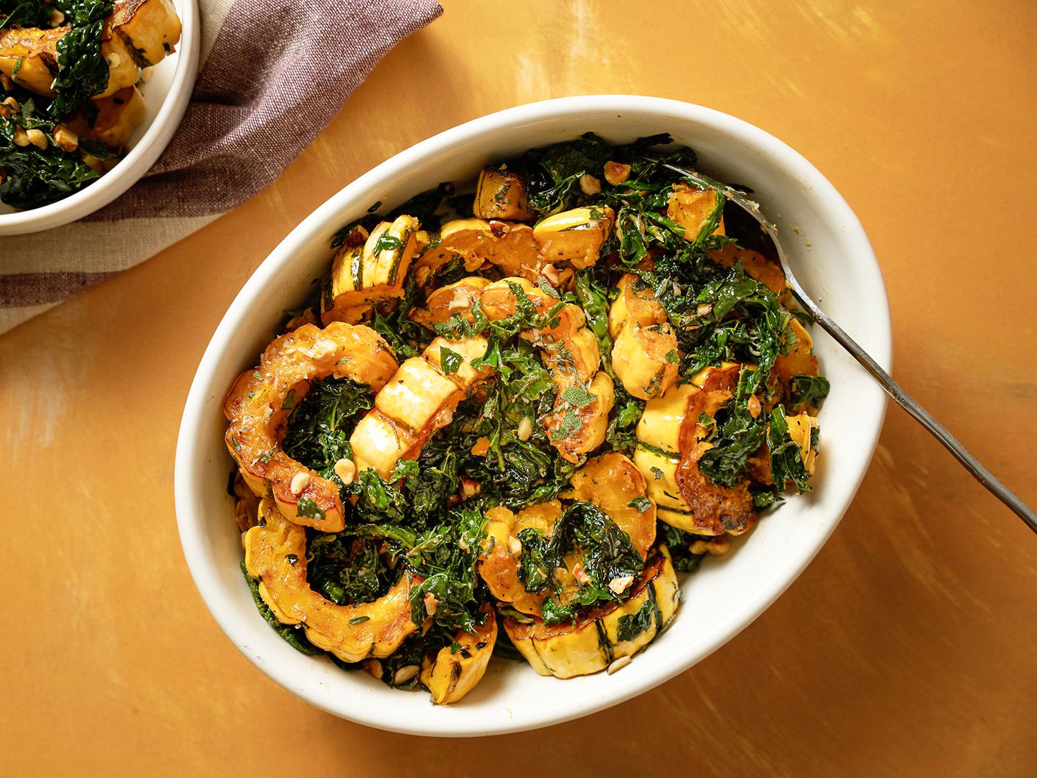 Roasted Delicata Squash and Kale Salad With Hazelnut-Parmesan Crumble