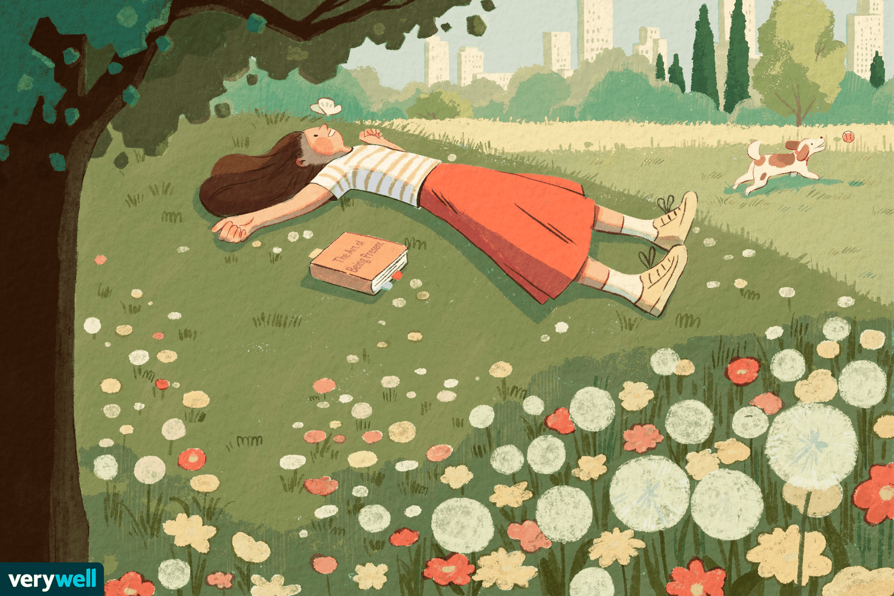 woman laying in grass and flowers outside