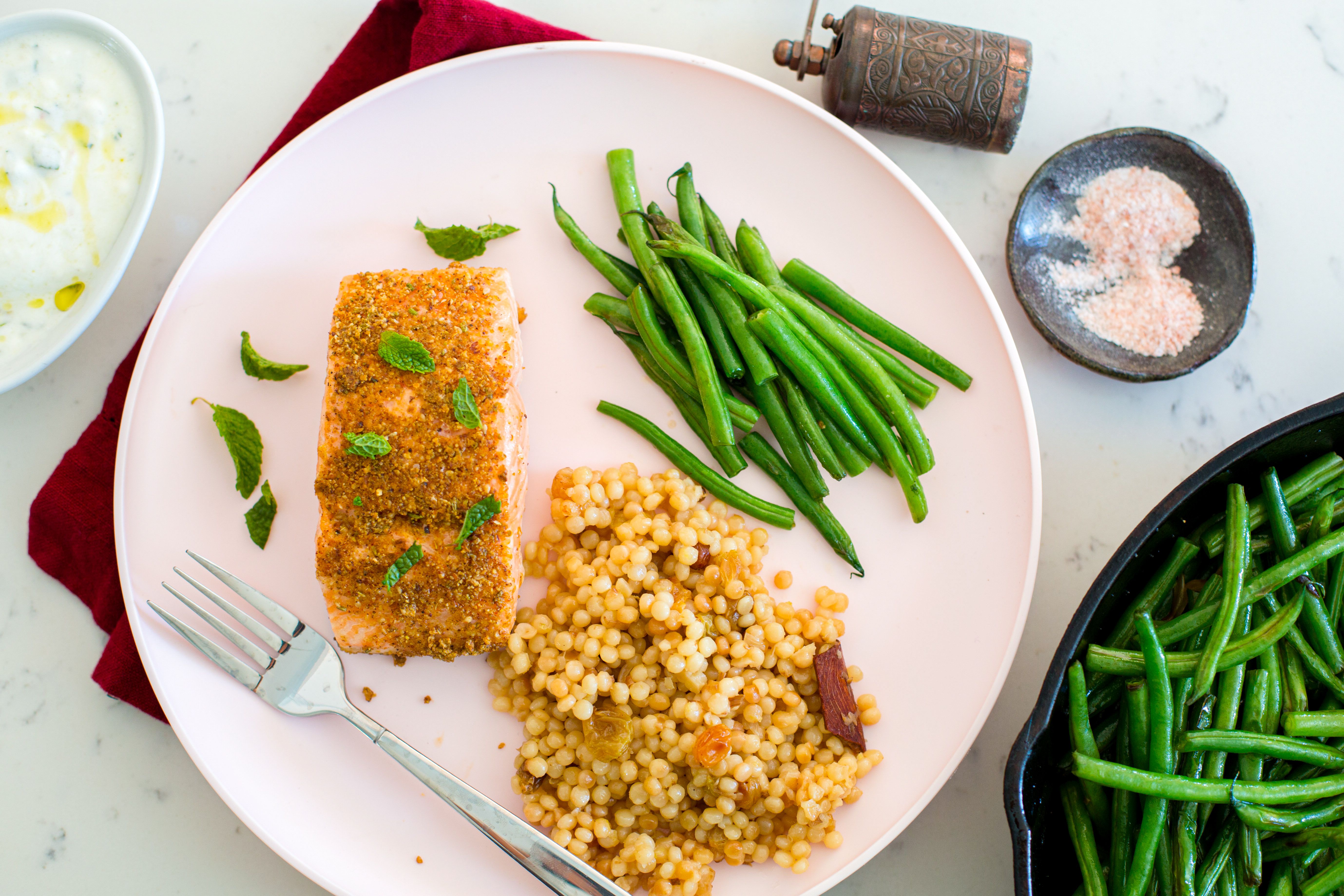 Dukkah-Spiced Salmon with Lemony Couscous