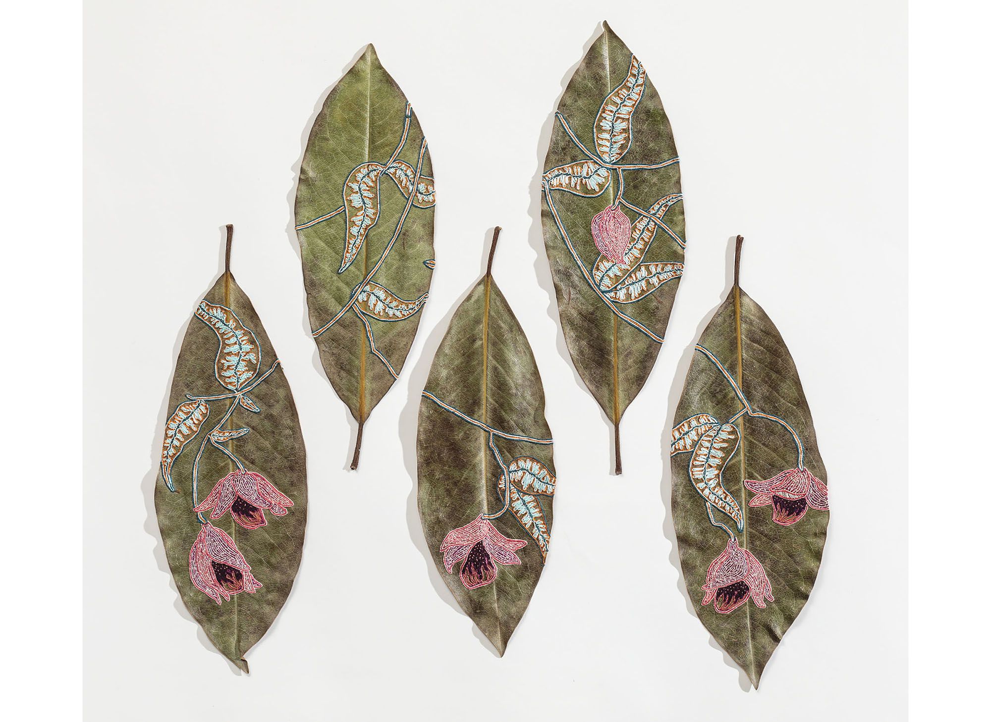 Embroidered Leaf Art Revives a Connection to Nature